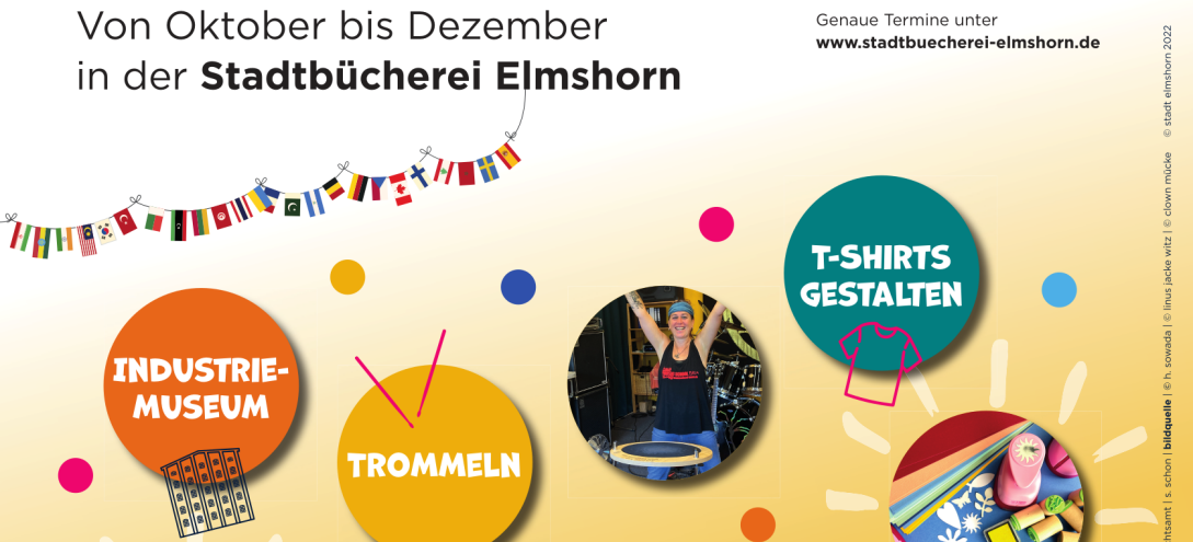 Drei Herbstferien Fit4Drums Special in der Stadtbücherei Elmshorn für Kinder und Jugendliche